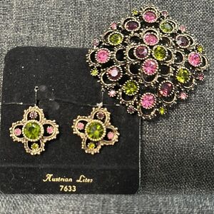 Pink and Green Jewelry Set